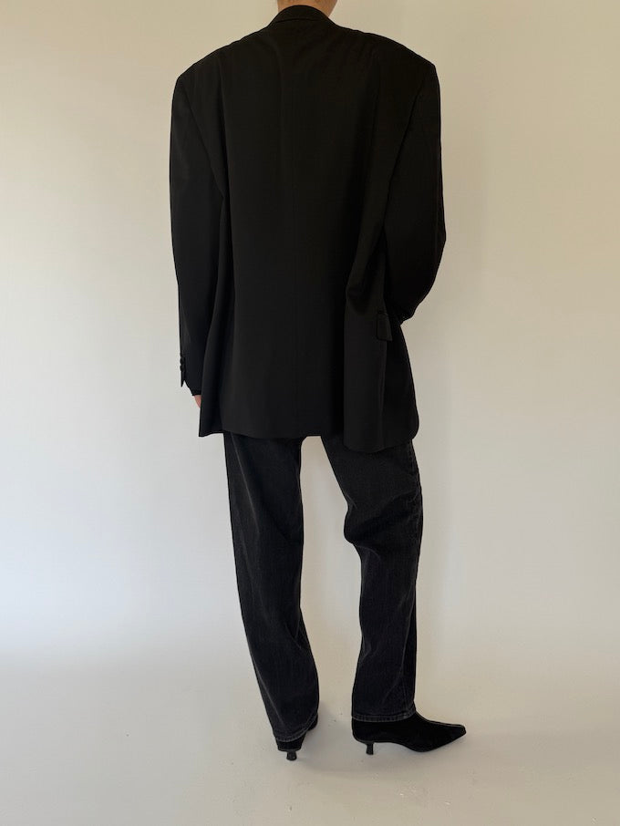 Vintage Oversized Wool Blazer In Black 5568