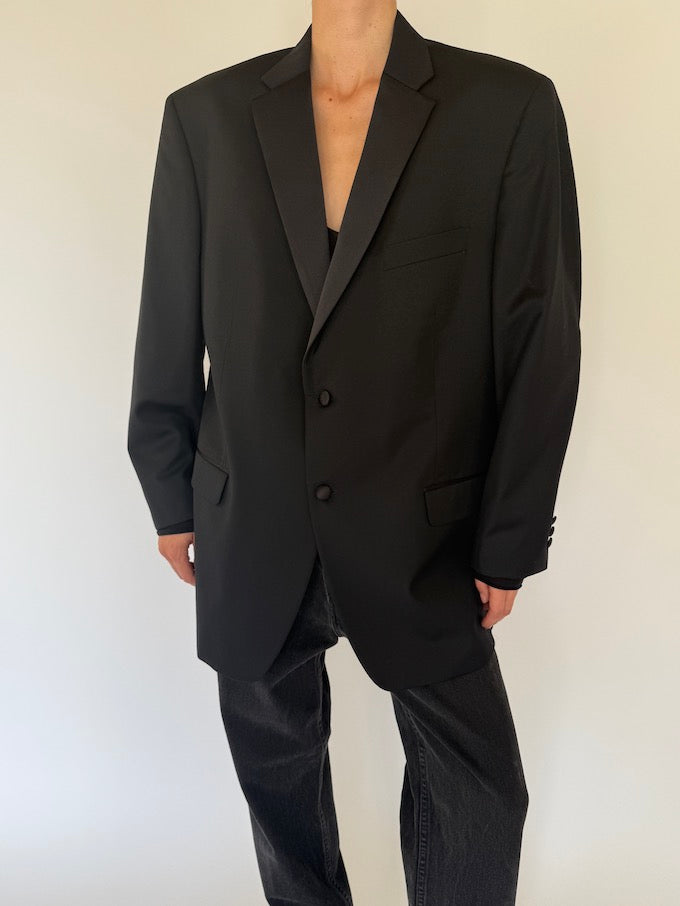Vintage Oversized Wool Blazer In Black 5568
