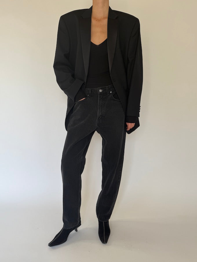 Vintage Oversized Wool Blazer In Black 5568