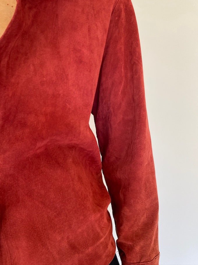 Vintage suede leather shirt in red 0707