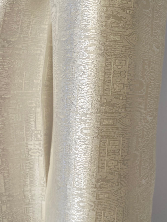 Vintage cream waist-tie wrap pants 4806