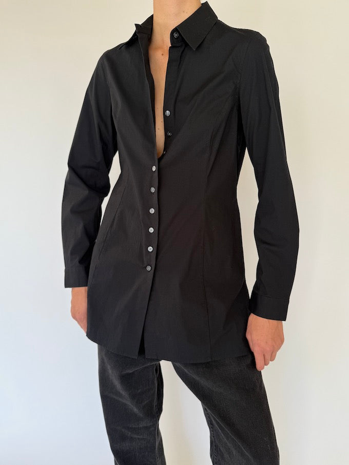 Vintage long shirt in black 5686