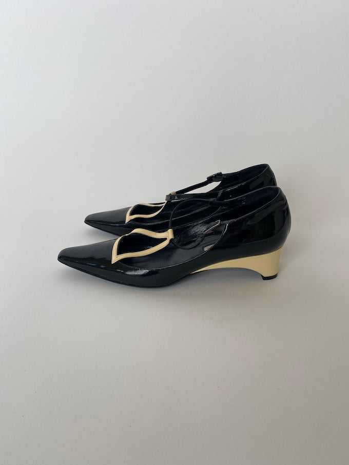 Vintage black shiny via spiga heeled shoe 4157