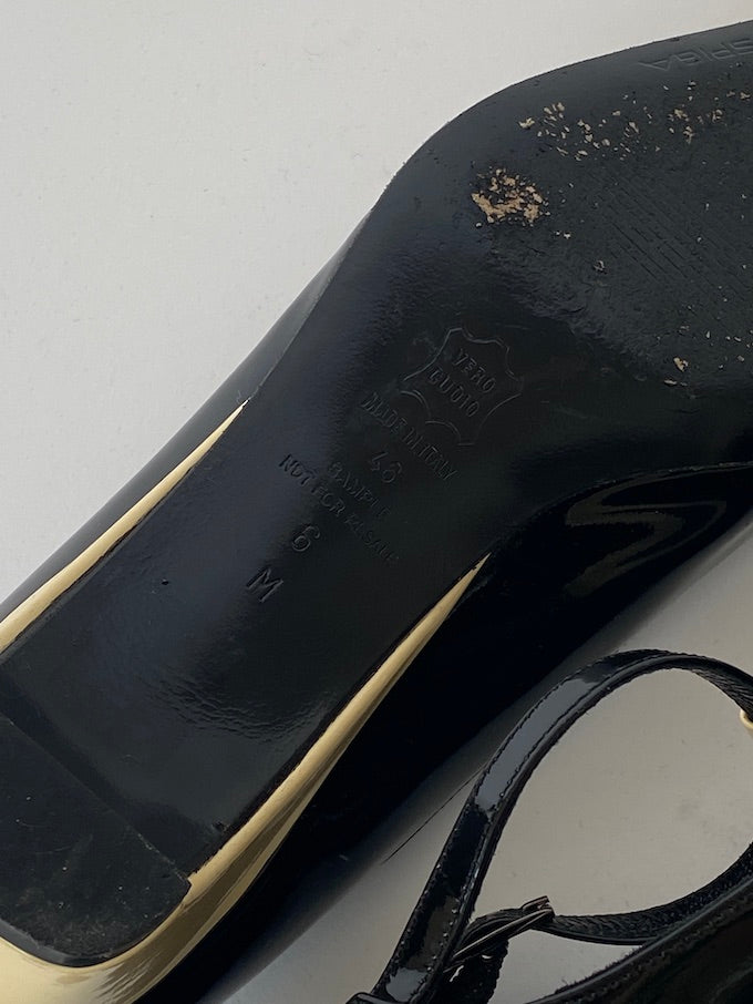 Vintage black shiny via spiga heeled shoe 4157
