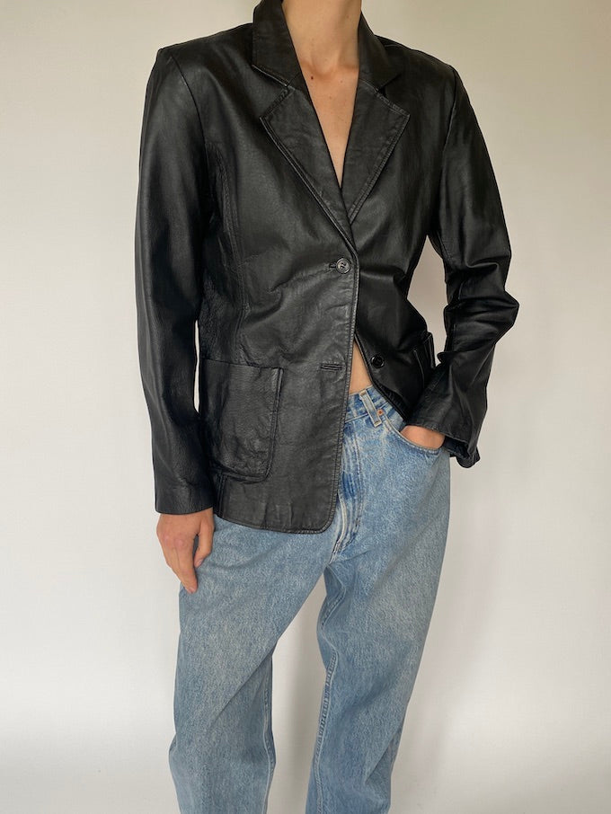 Vintage black leather jacket 5057