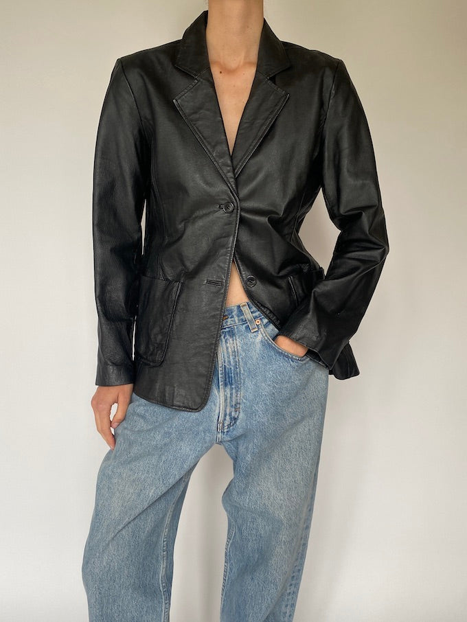 Vintage black leather jacket 5057