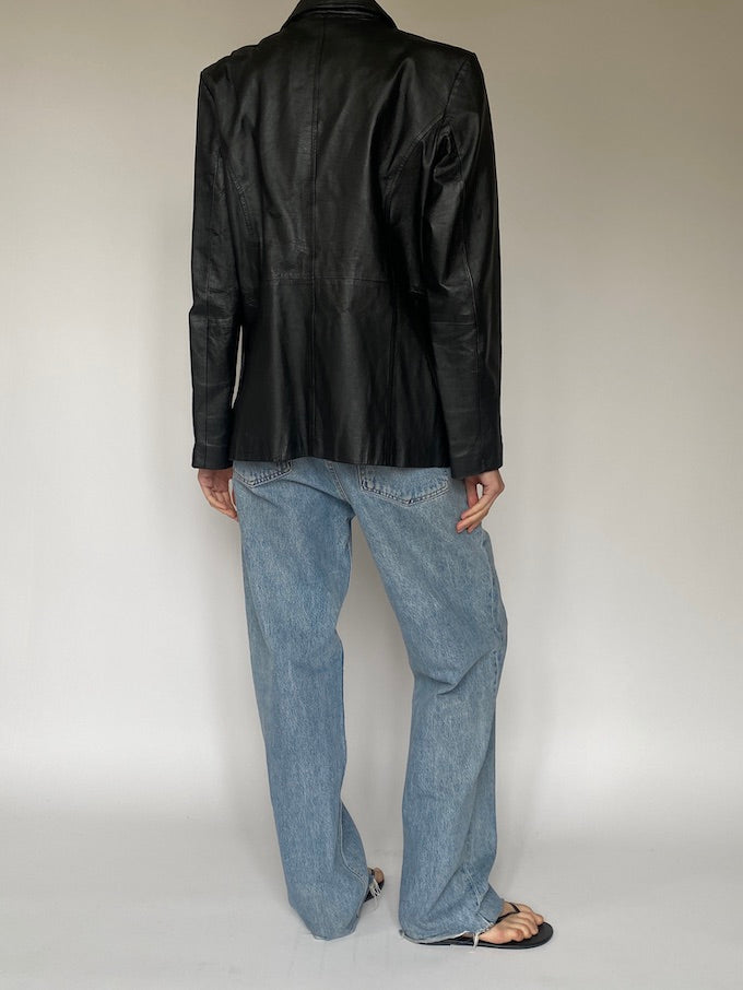 Vintage black leather jacket 5057