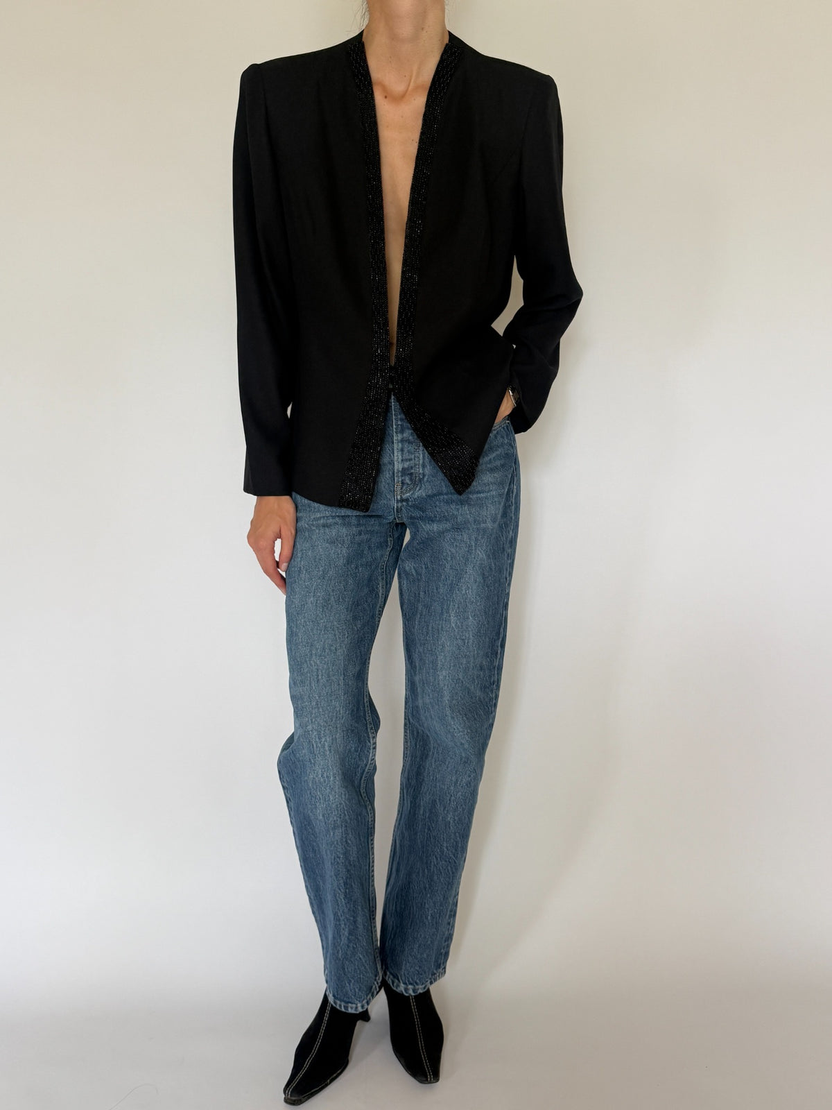 Vintage embellished blazer front view