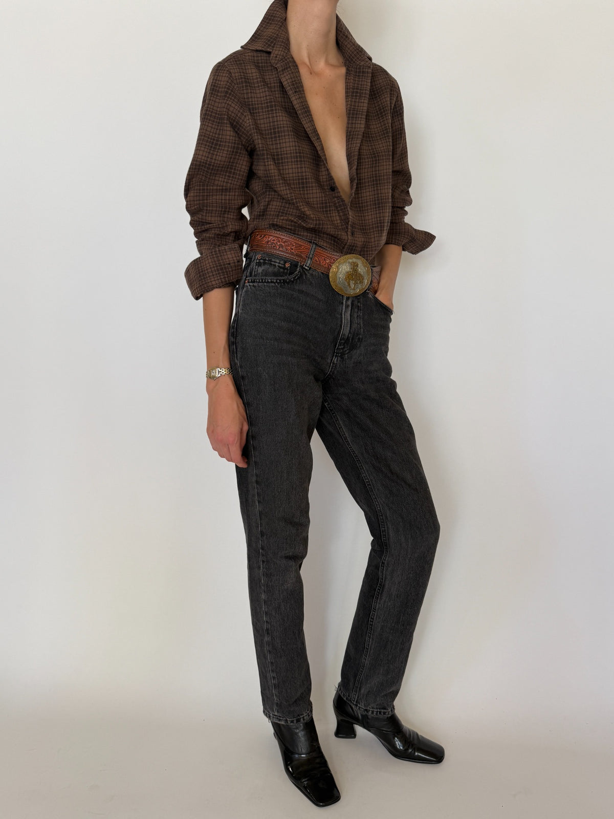 Vintage Calvin Klein plaid shirt front view