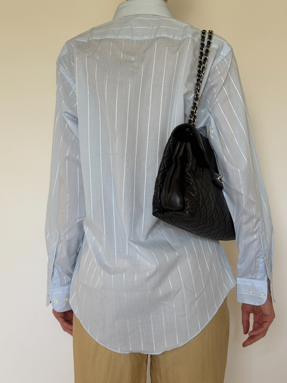 Vintage striped shirt light blue back view