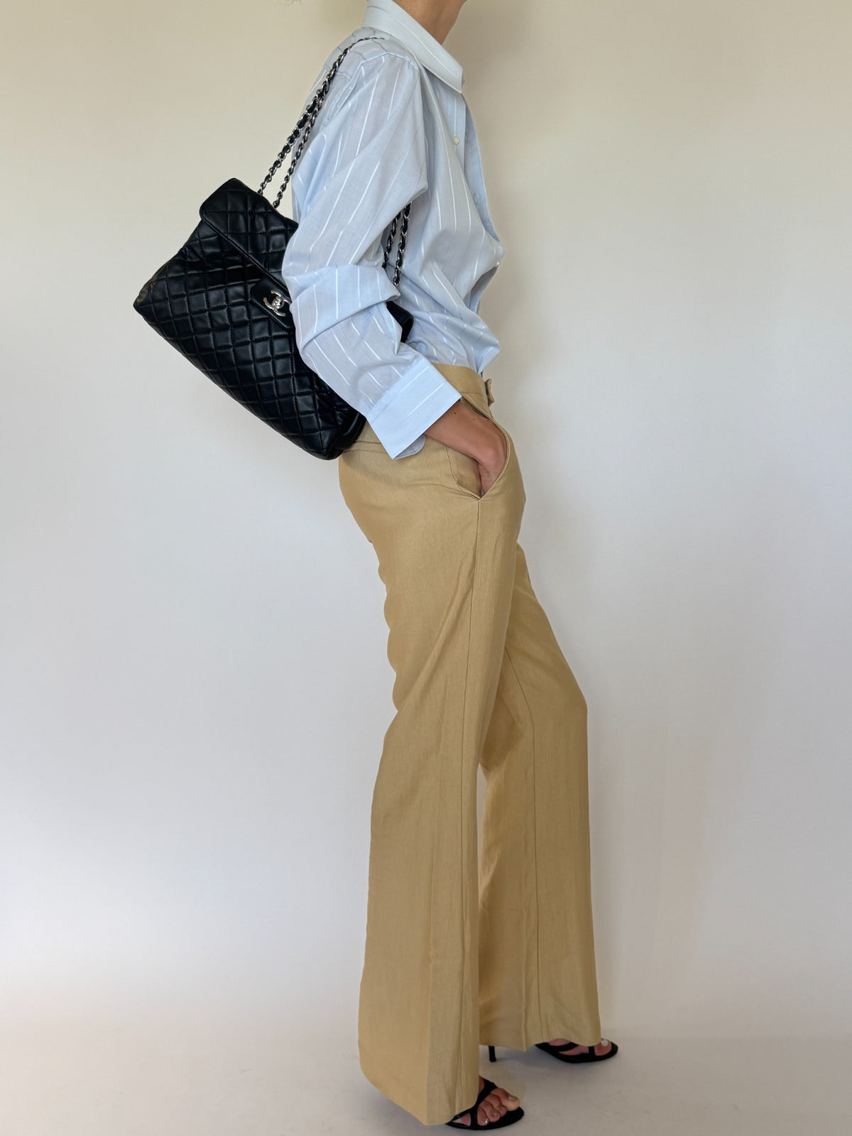 Vintage striped shirt light blue side view