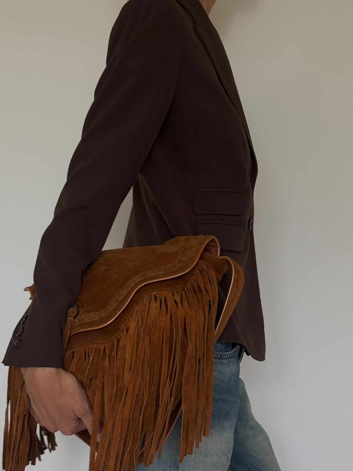 Vintage tailored blazer brown pocket detail