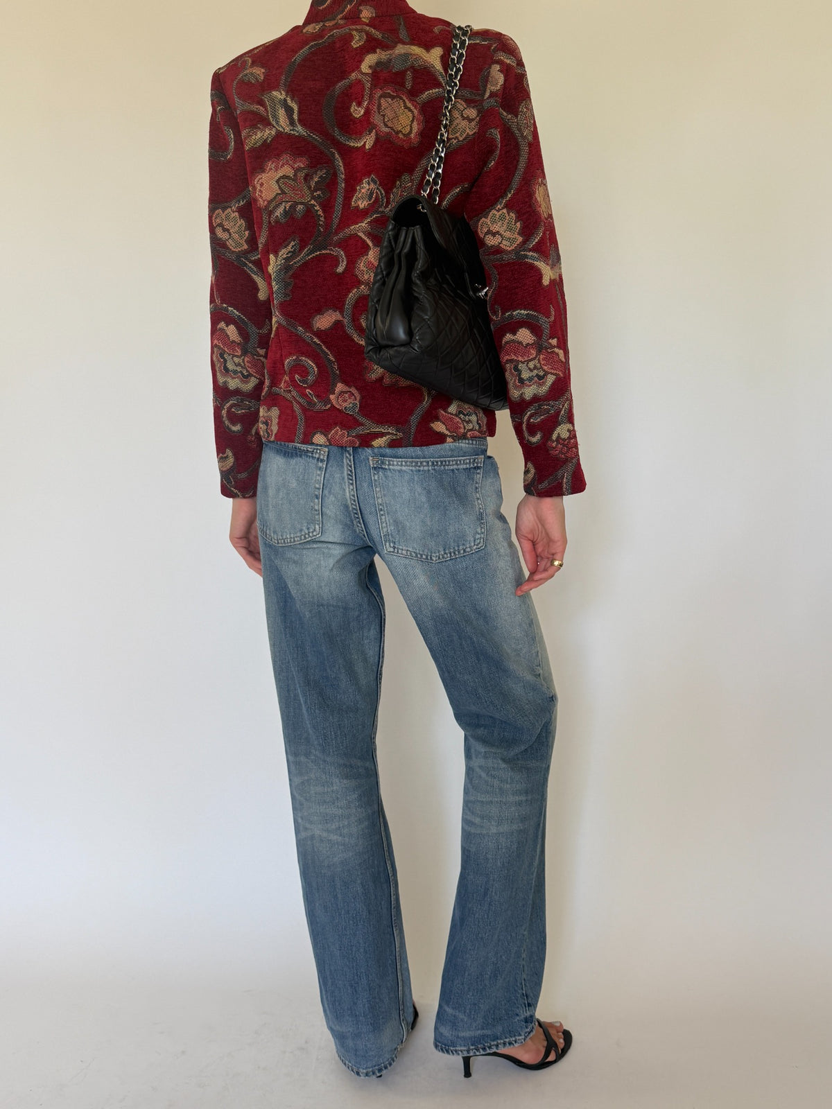 Vintage burgundy tapestry jacket back view