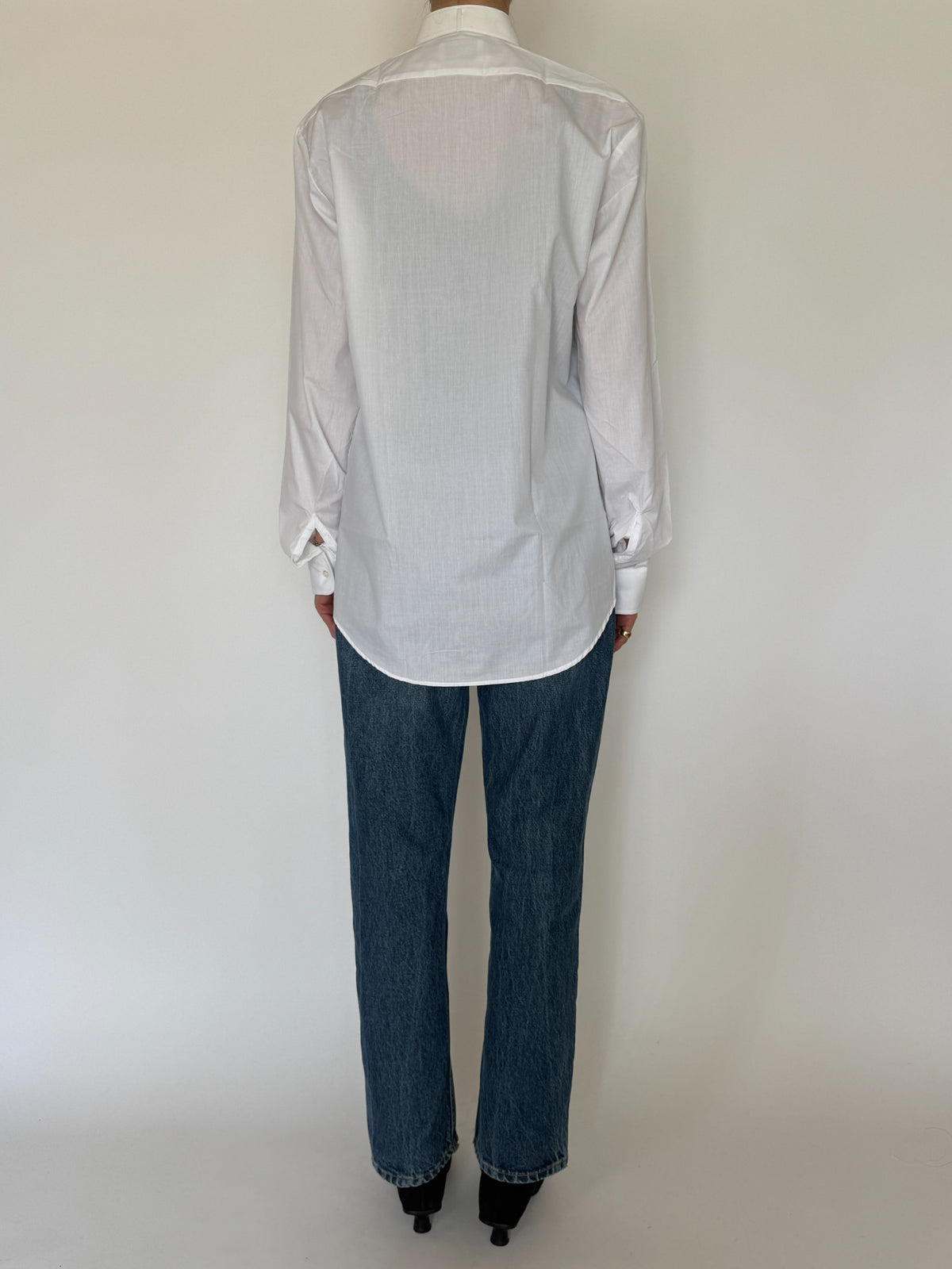 Vintage white tuxedo shirt back view