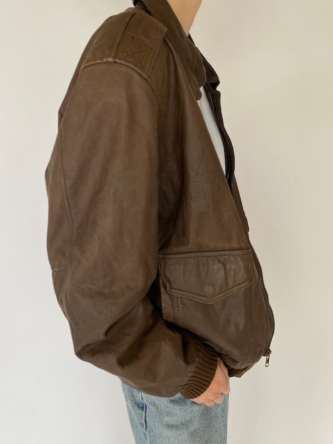 Vintage oversized leather jacket in brown 5454