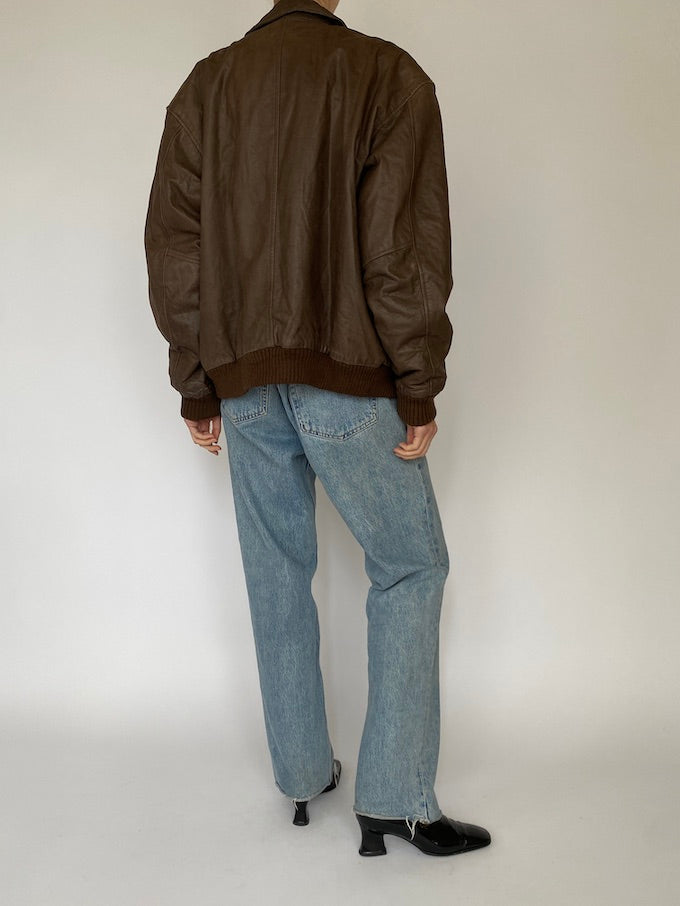 Vintage oversized leather jacket in brown 5454