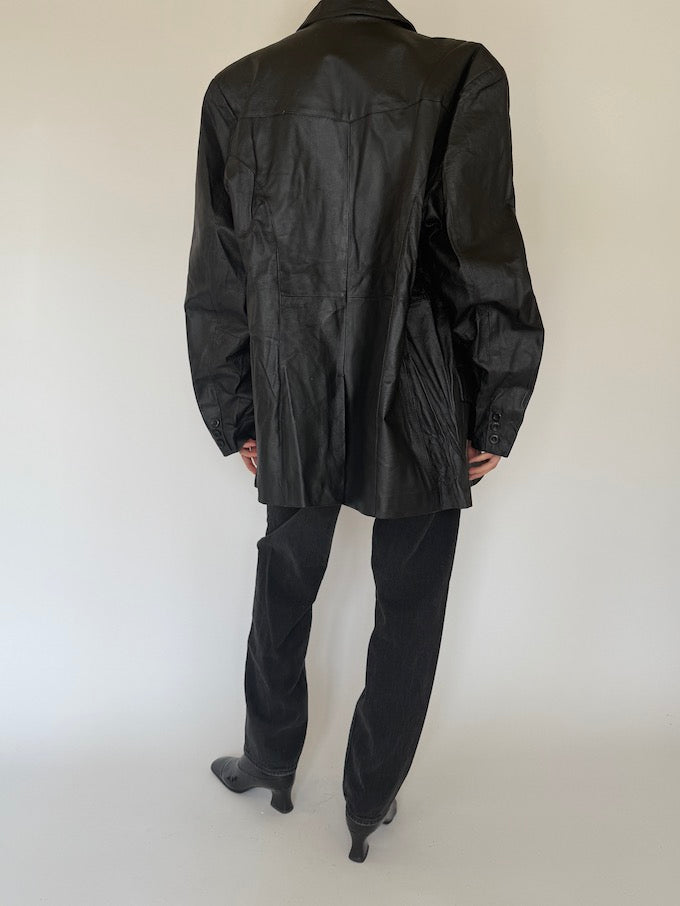 Vintage black leather jacket 4456
