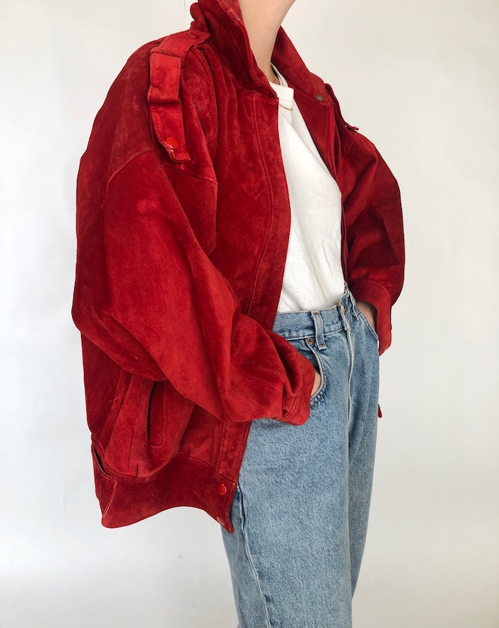 VINTAGE RED BEAUTIFUL SUEDE OVERSIZED JACKET 225