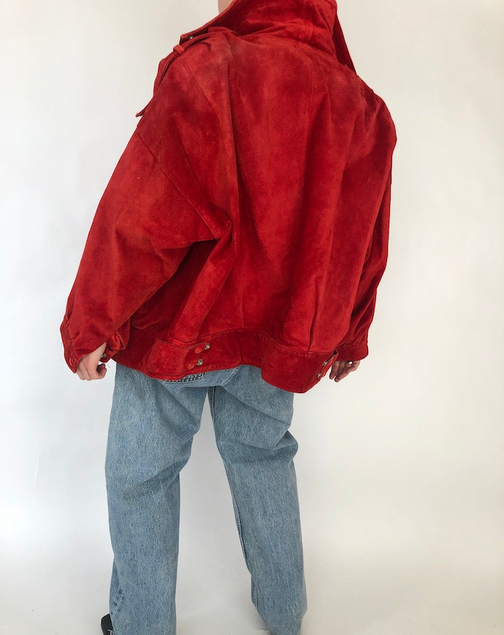 VINTAGE RED BEAUTIFUL SUEDE OVERSIZED JACKET 225