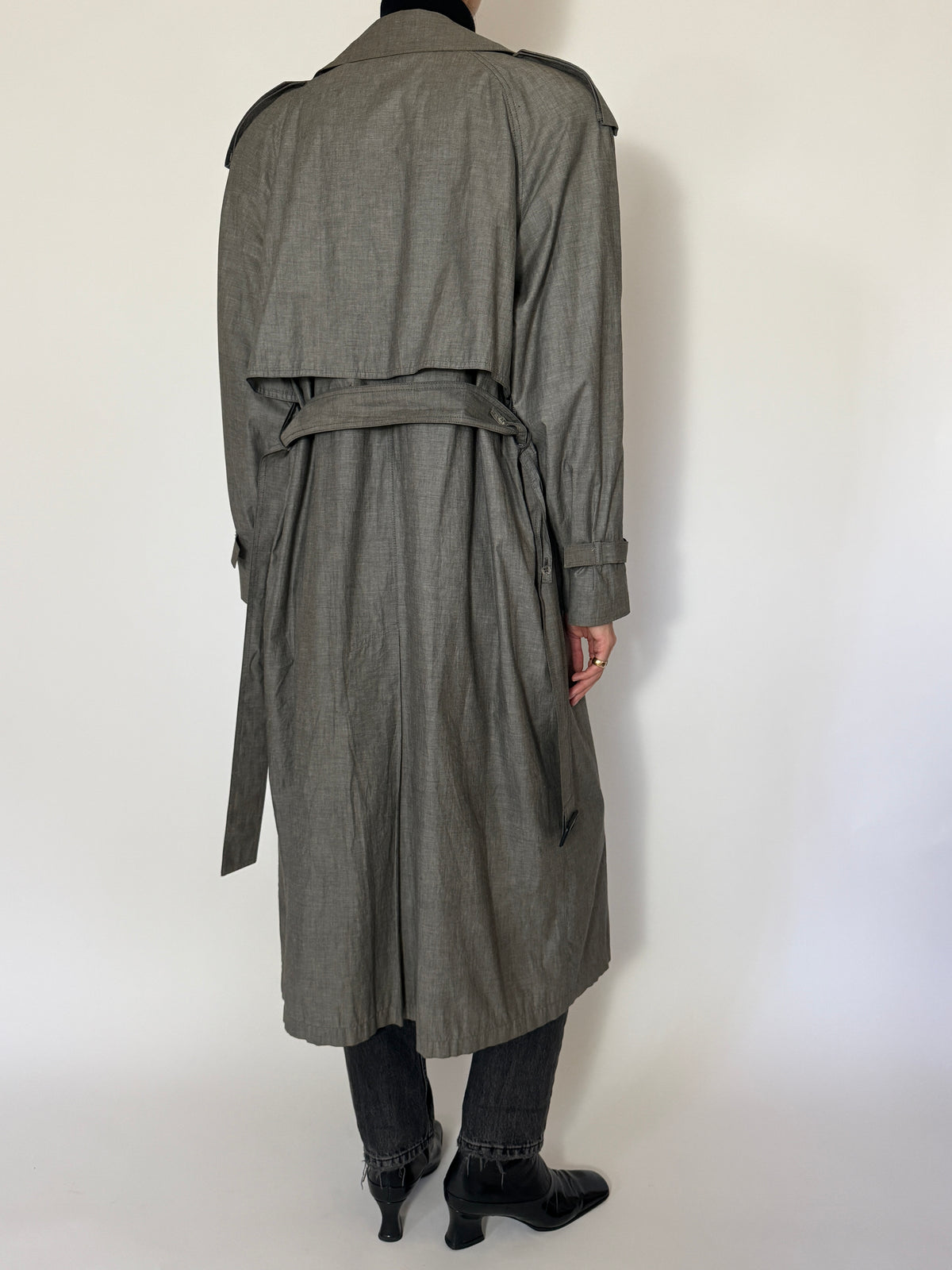 Vintage Trench Coat Taupe Gray 8479