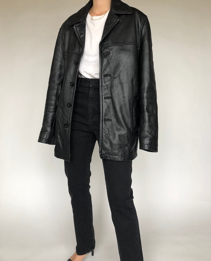 VINTAGE BLACK LEATHER JACKET 129