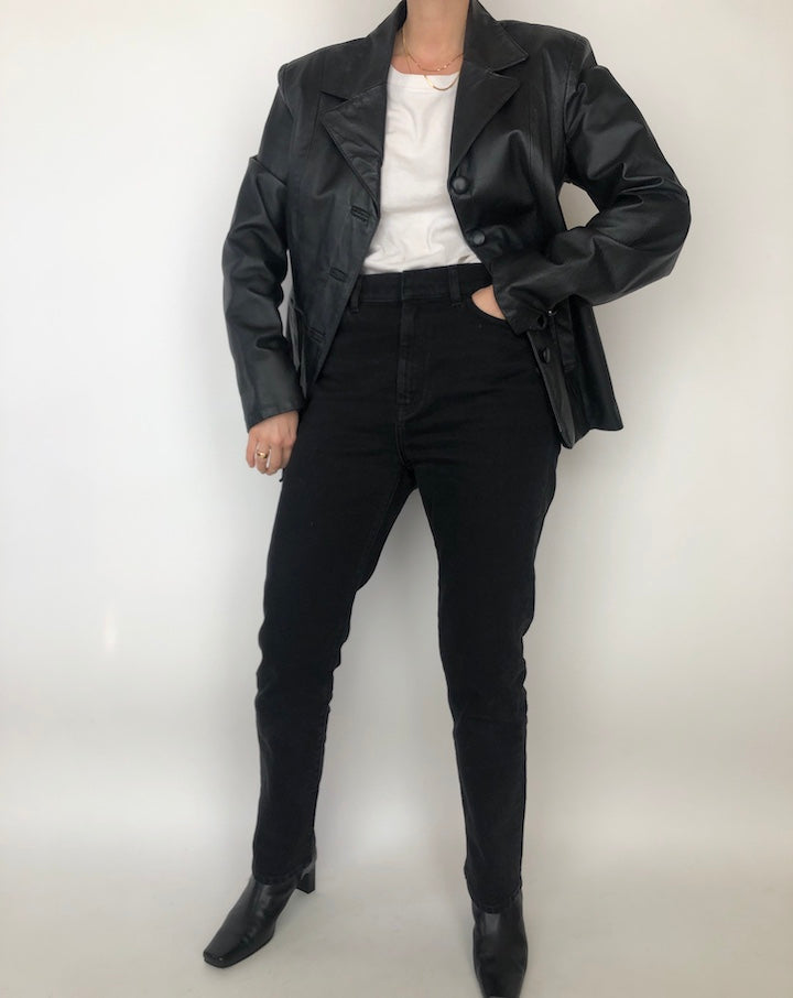 VINTAGE BLACK LEATHER JACKET 202