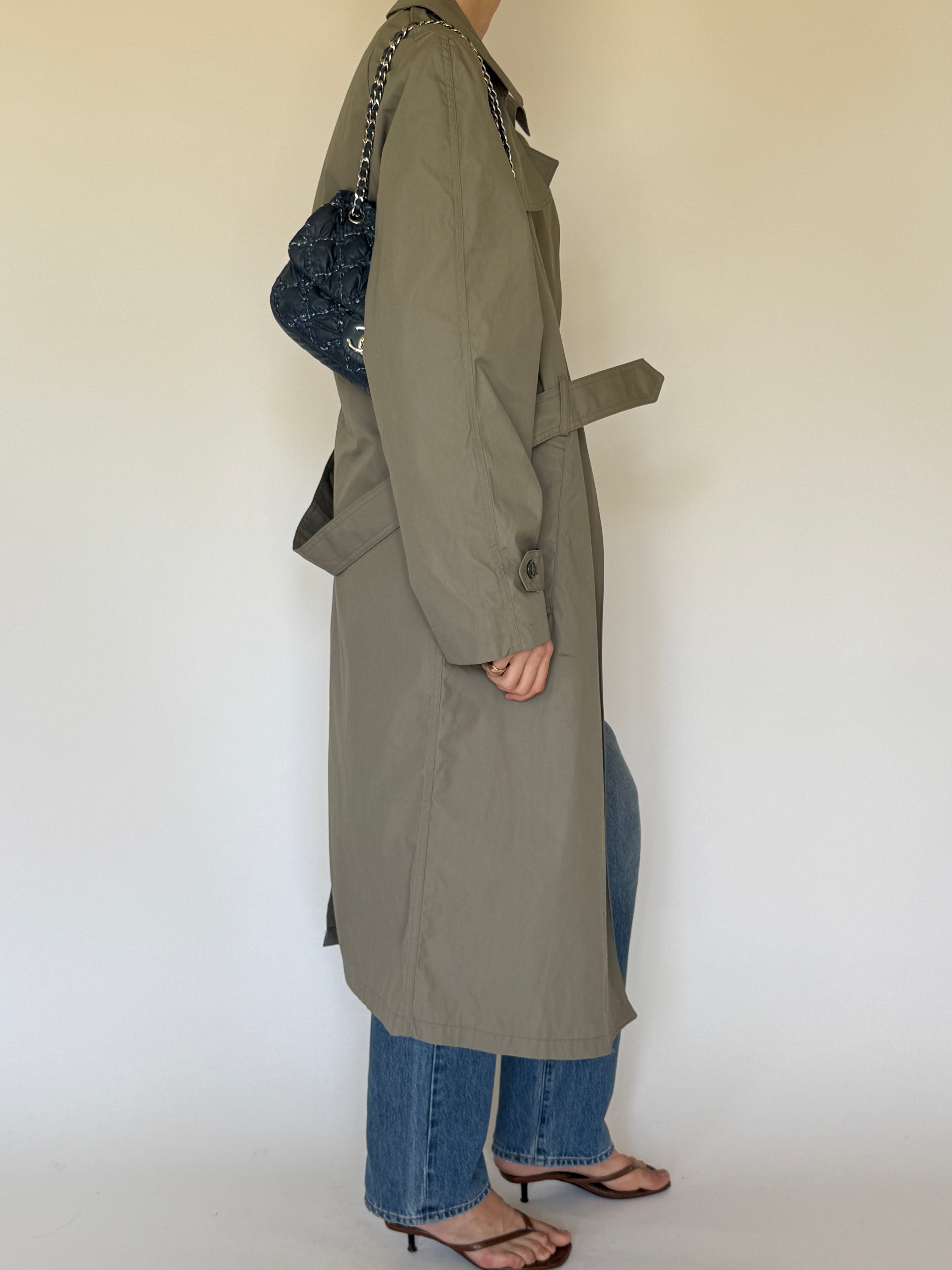 Vintage Double-Breasted Trench Coat Sage 7564