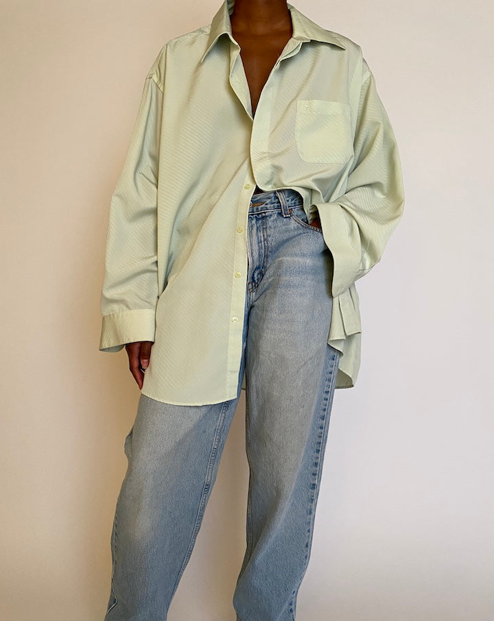 VINTAGE LIGHT GREEN OVERSIZED BUTTON DOWN SHIRT 3764