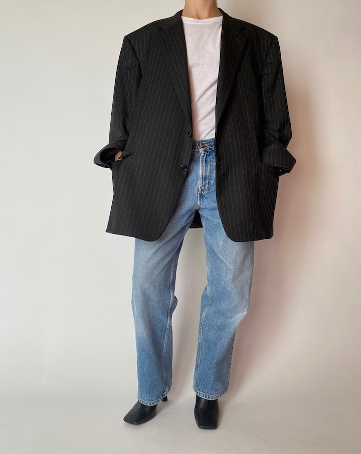 VINTAGE DARK GREY PINSTRIPED BLAZER 4205
