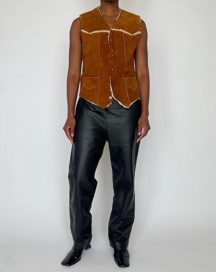 VINTAGE BROWN SUEDE LEATHER VEST 4306