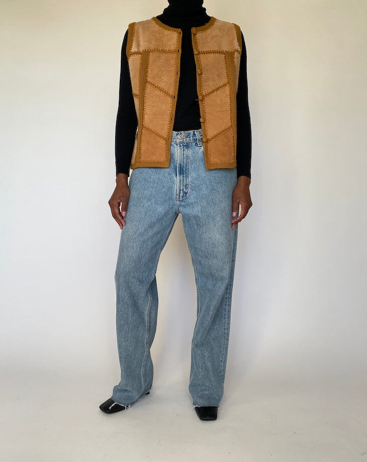 VINTAGE BROWN SUEDE LEATHER VEST 4313