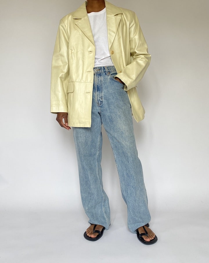 VINTAGE CREAM LEATHER JACKET 4369