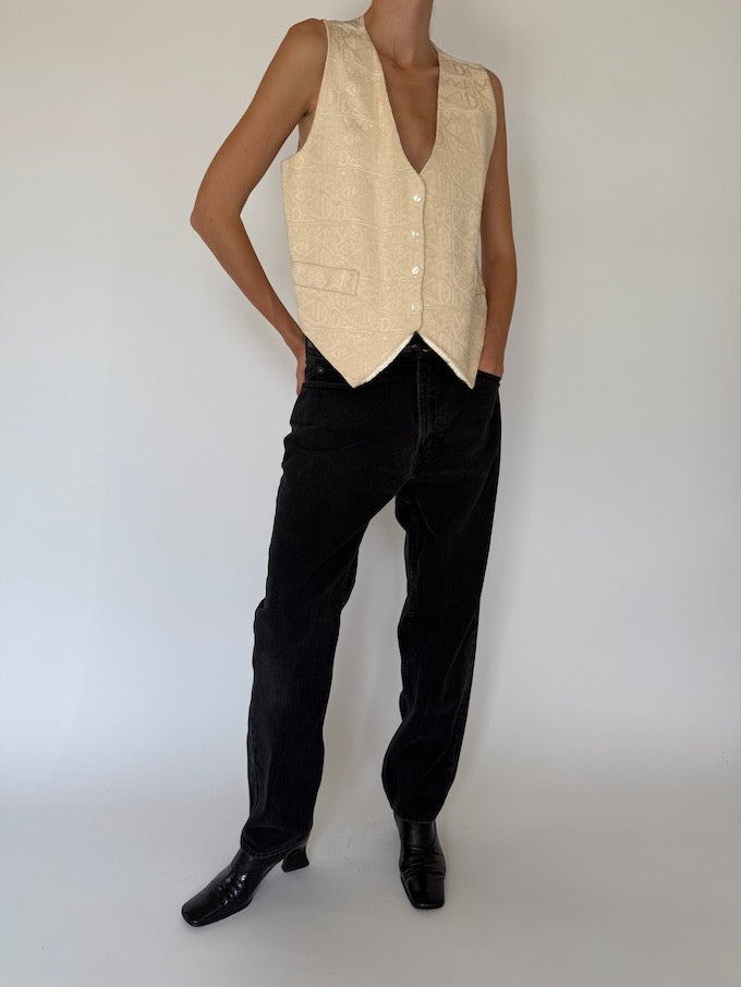 Vintage beige textured vest 4418