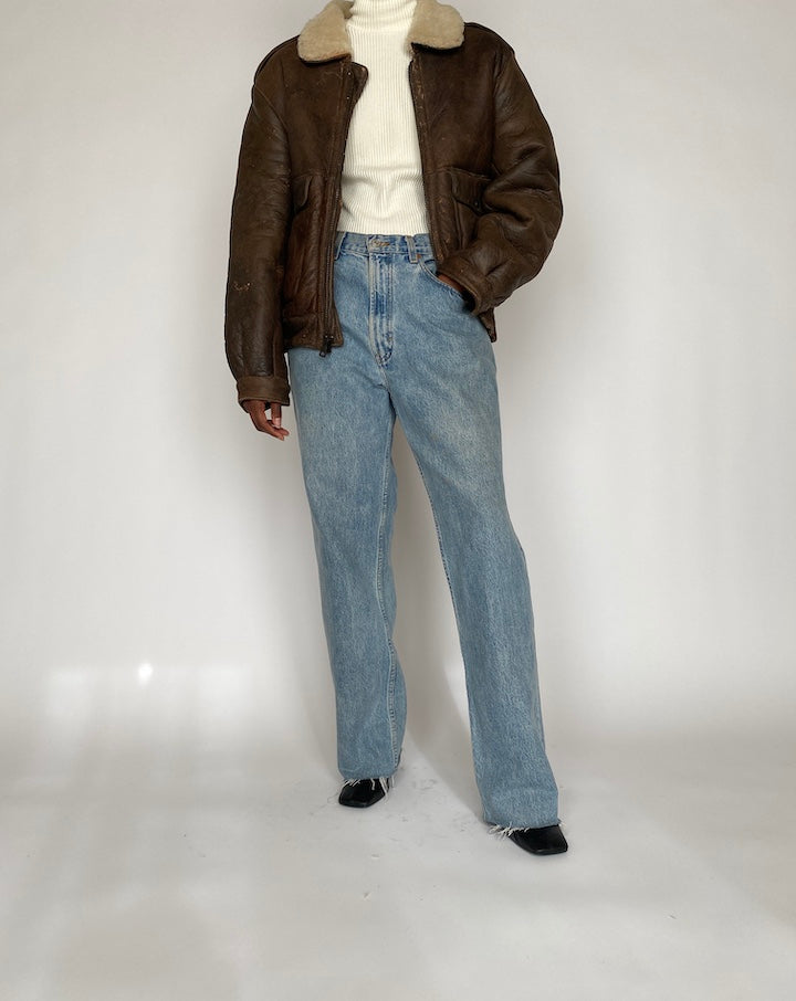 VINTAGE BROWN BOMBER LEATHER JACKET 4435