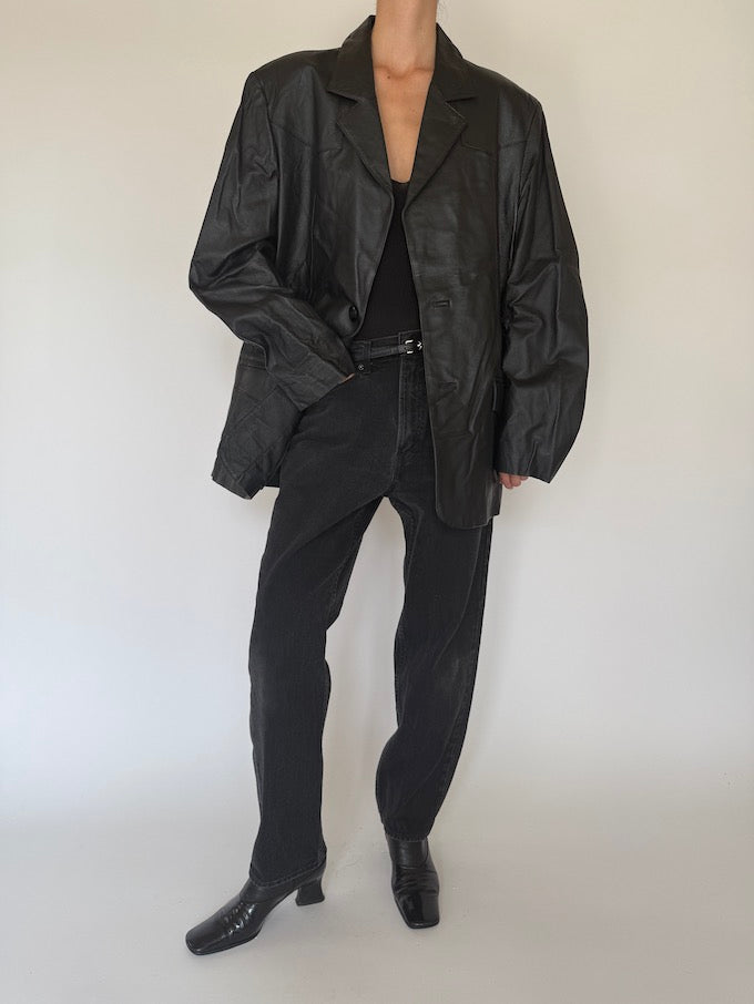 Vintage black leather jacket 4456