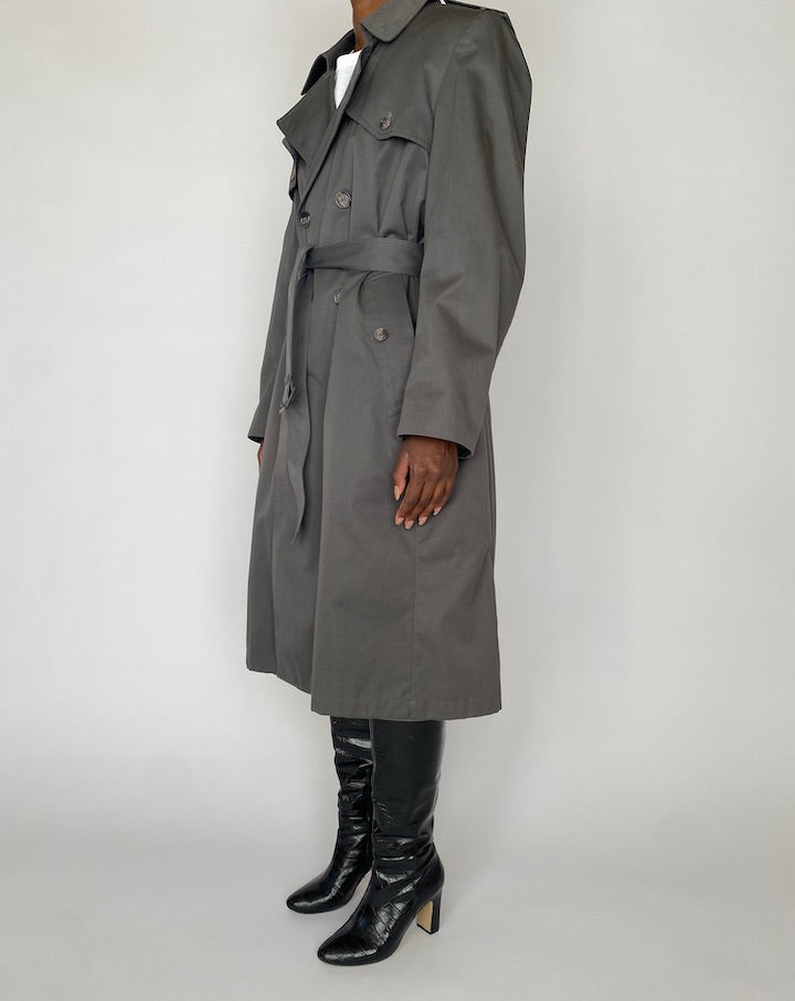 Vintage Long Grey Trench Coat 4460