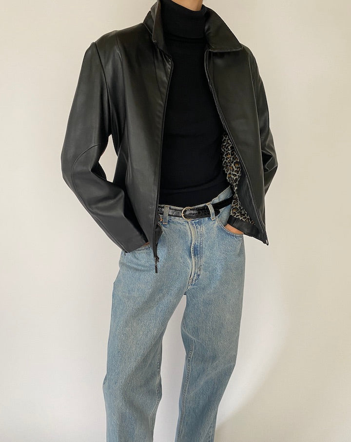 Vintage Black Leather Jacket 4463