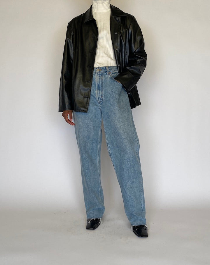 VINTAGE BLACK FAUX LEATHER JACKET 4466