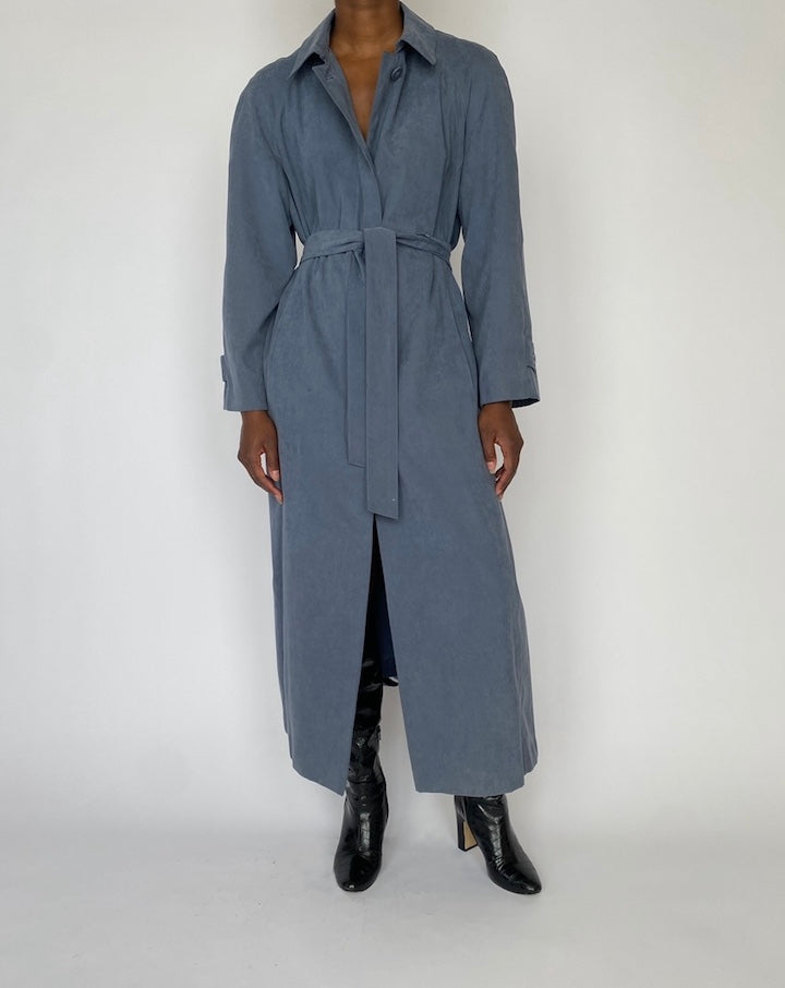 VINTAGE LONG BLUE TRENCH COAT 4481