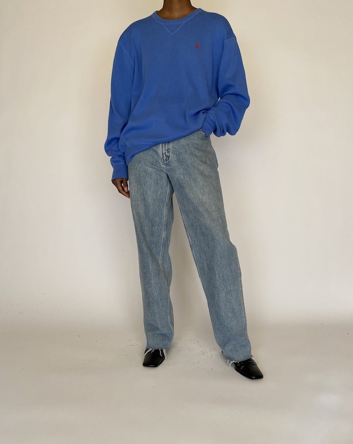 VINTAGE BLUE RALPH LAUREN V-NECK SWEATER 4507