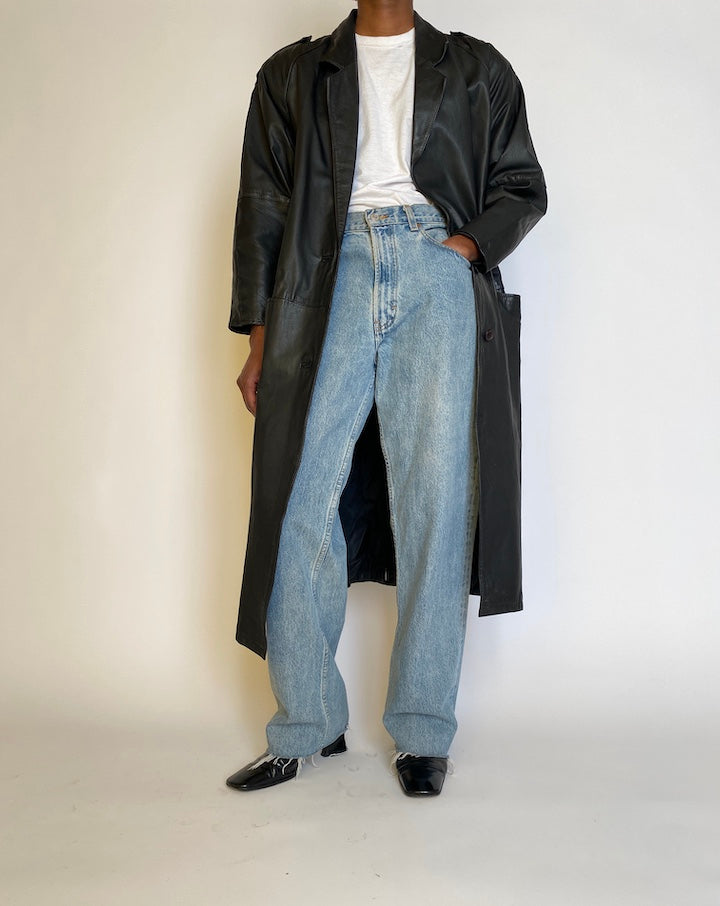 VINTAGE LONG LEATHER JACKET 4513