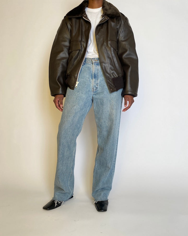 VINTAGE BOMBER-LIKE LEATHER JACKET 4516