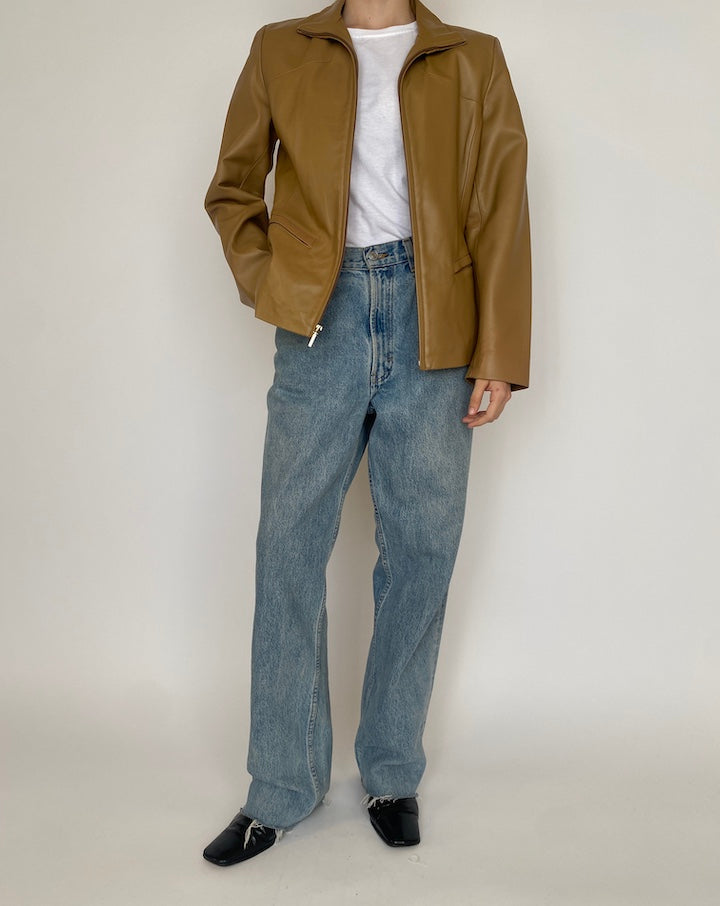 VINTAGE BEIGE LEATHER JACKET 4527