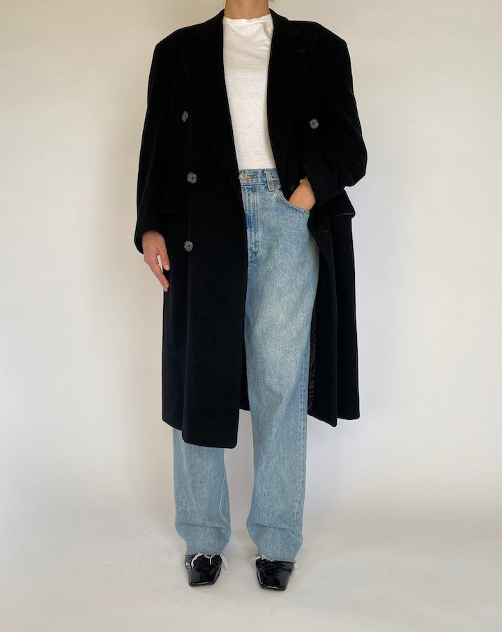 VINTAGE LONG BLACK COAT 4533