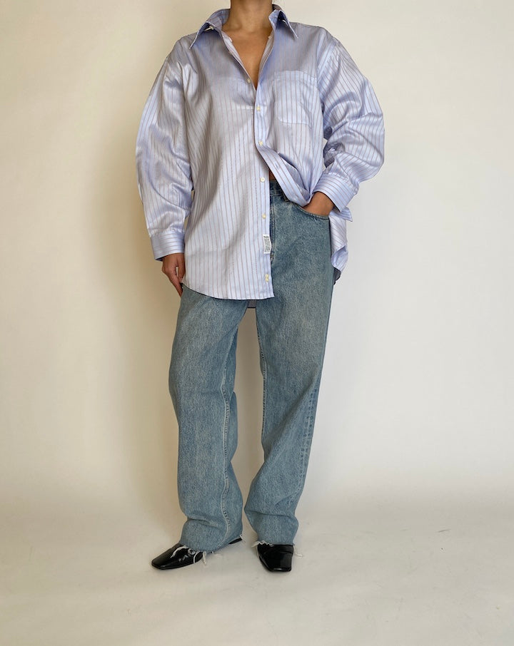 VINTAGE OVERSIZED BLUE AND RED STRIPED SHIRT 4539
