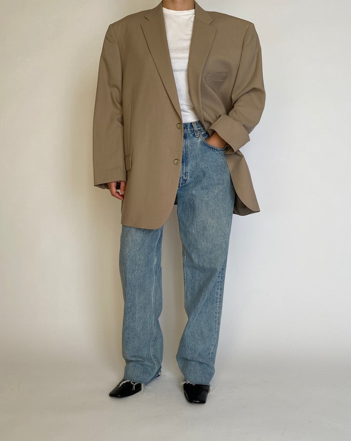 VINTAGE BEIGE OVERSIZED WOOL BLAZER 4546