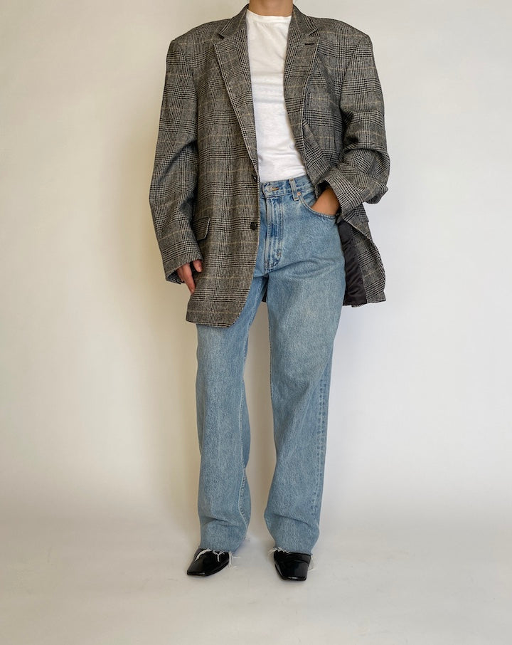 VINTAGE GREY OVERSIZED HOUNDSTOOTH BLAZER 4550