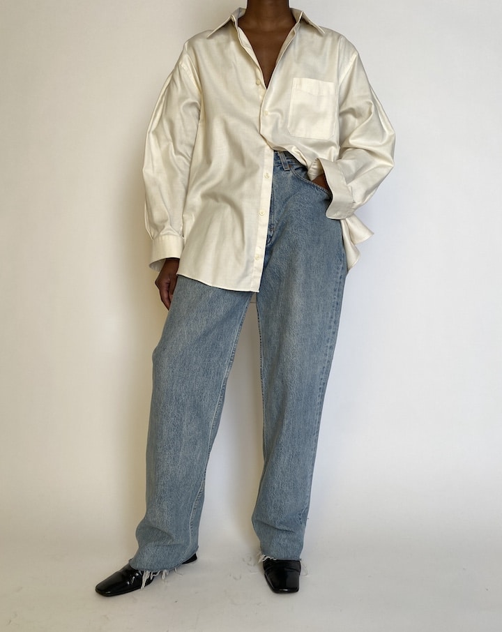 VINTAGE OVERSIZED CREAM BUTTON-DOWN SHIRT 4450