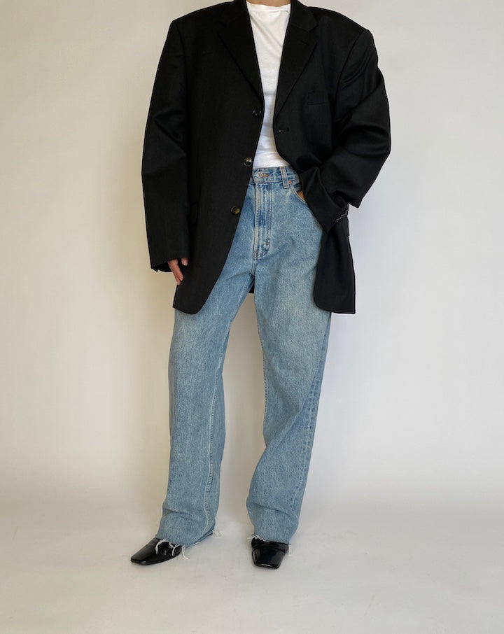 VINTAGE BLACK OVERSIZED WOOL BLAZER 4552