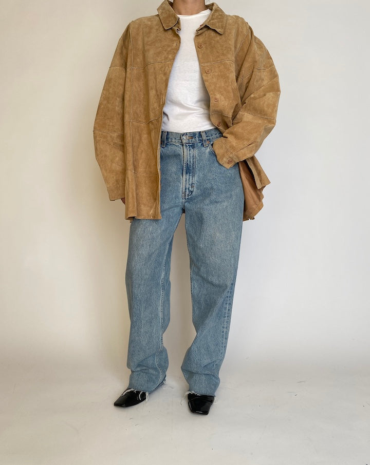 VINTAGE OVERSIZED BEIGE SUEDE LEATHER JACKET 4577